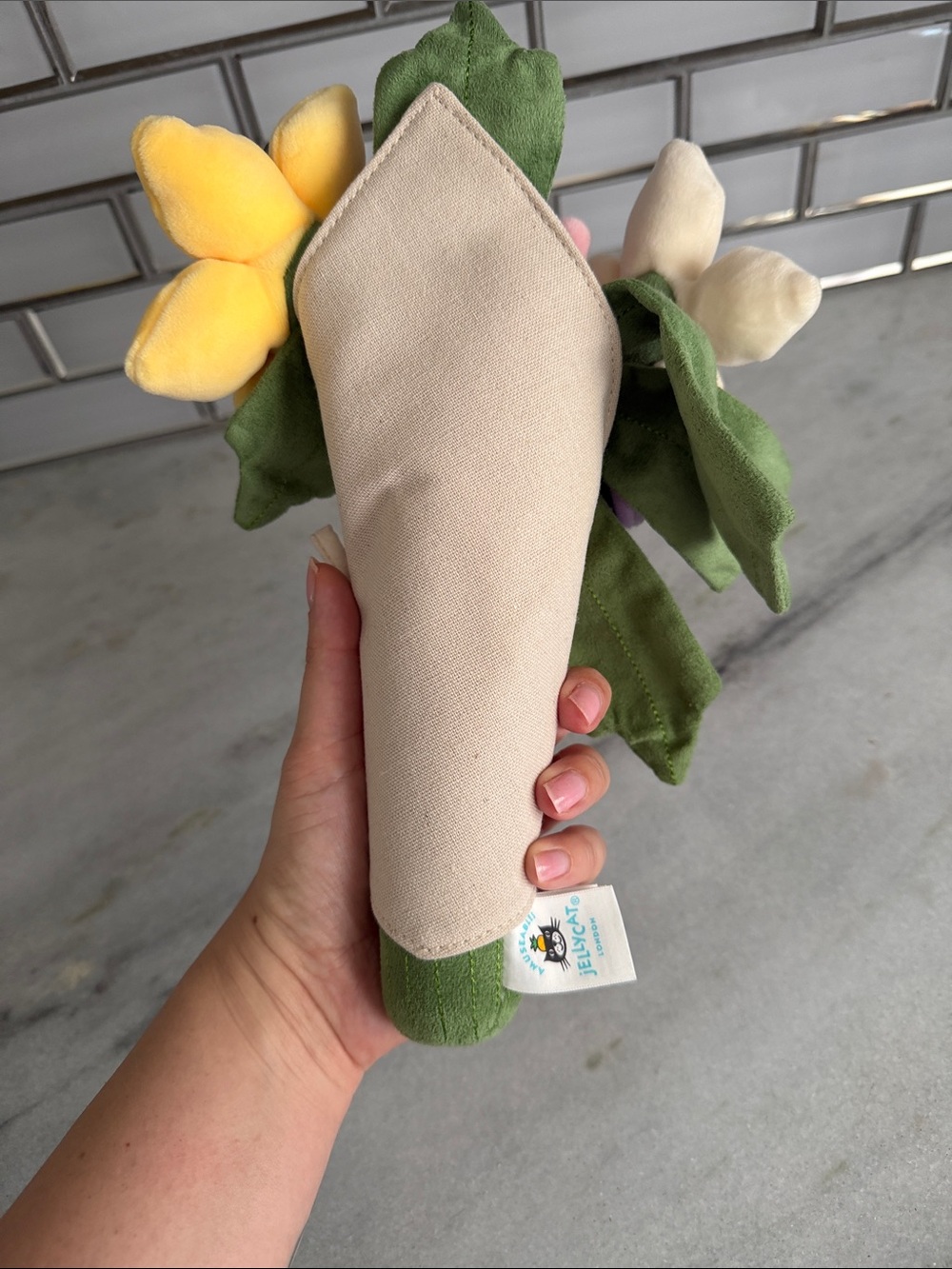 Jellycat Flower Bouquet Toy in Pink, Yellow, Purple, Cream and Green - Picture 2 of 4